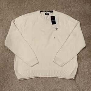 NWT NEW Men's XXL CHAPS V-Neck Pullover Long Sleeve Sweater Essex Cream $60